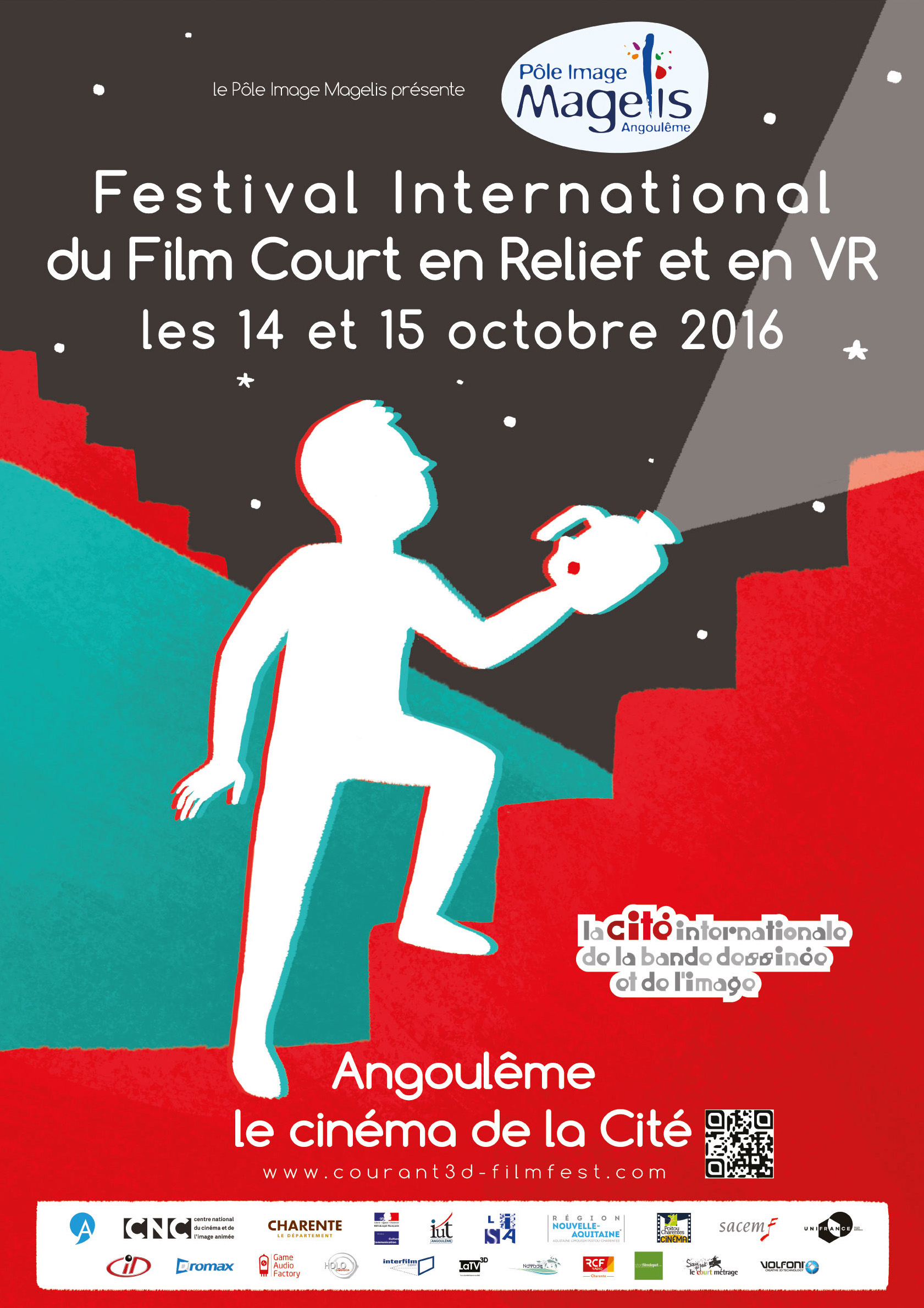 2016 Plakat des Internationallen Film Festivals basiert auf 3D und Virtuelle Realität, Angouleme, Courant3D